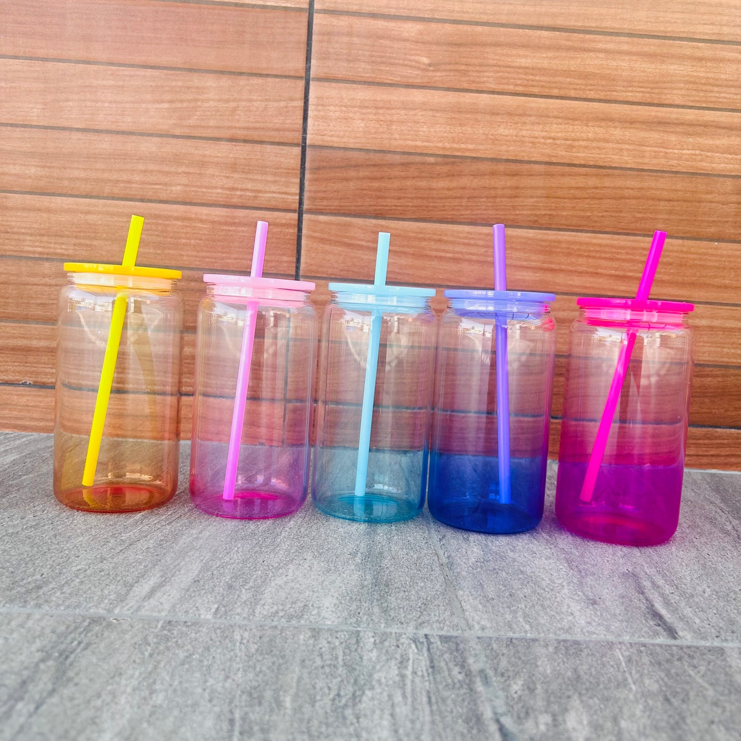 Paquete Vaso Jelly DEGRADADO de (vidrio) 475 mL 5pz