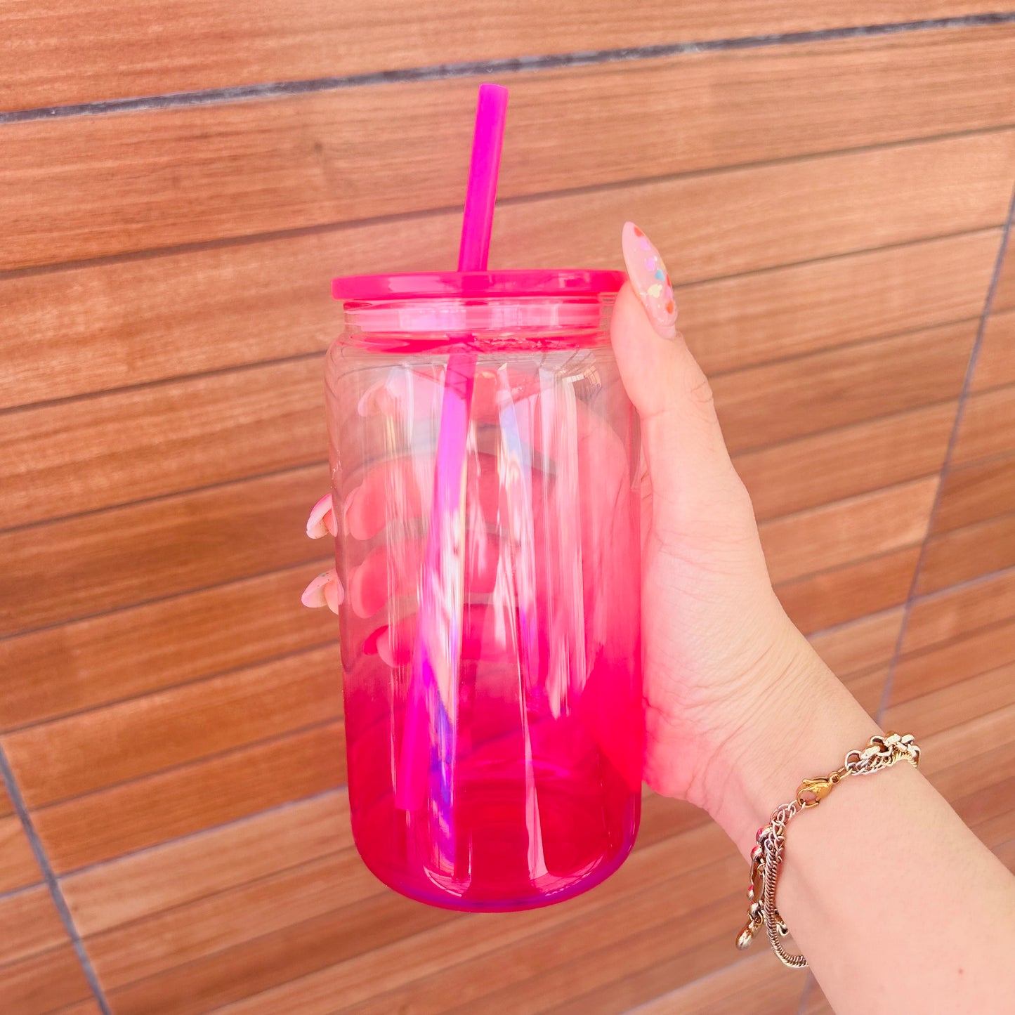 Paquete Vaso Jelly DEGRADADO de (vidrio) 475 mL 5pz