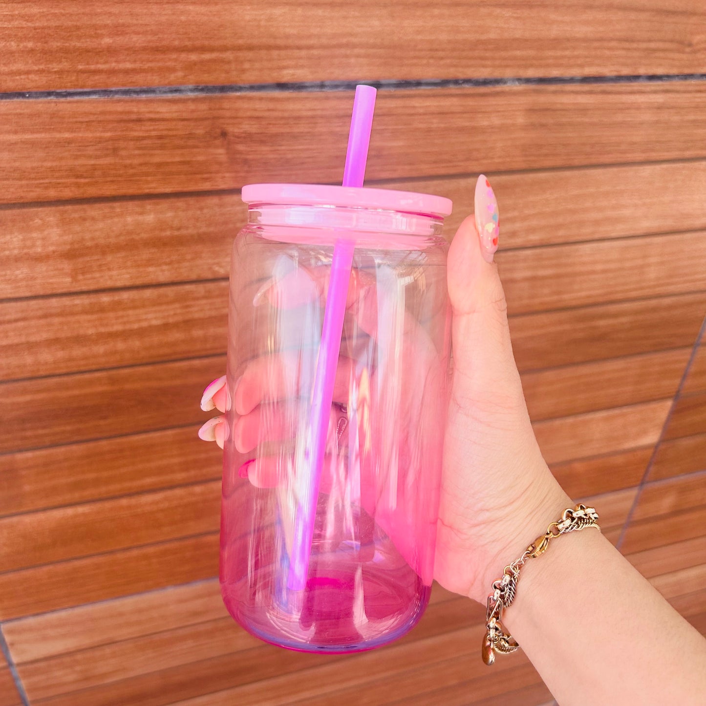 Paquete Vaso Jelly DEGRADADO de (vidrio) 475 mL 5pz