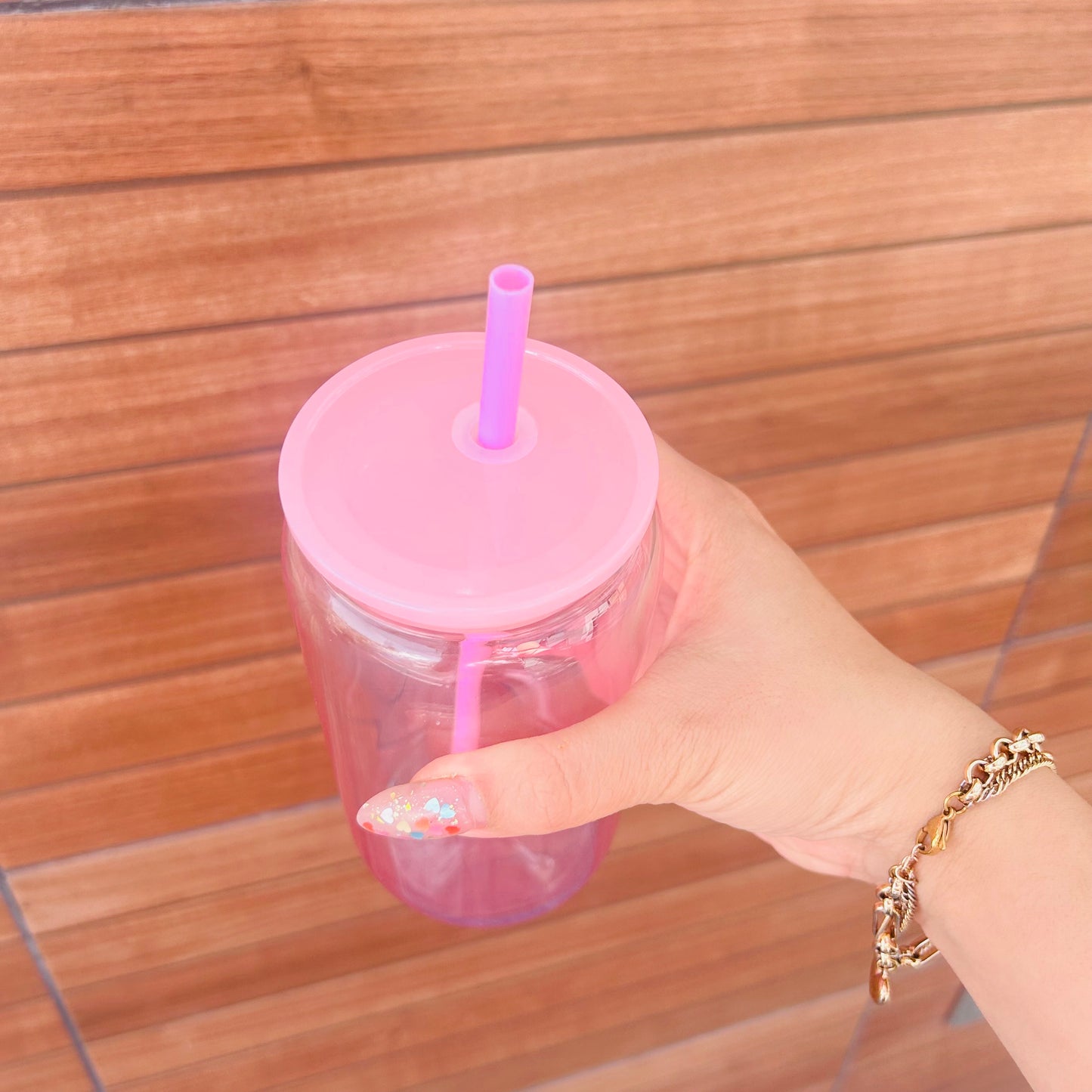 Paquete Vaso Jelly DEGRADADO de (vidrio) 475 mL 5pz