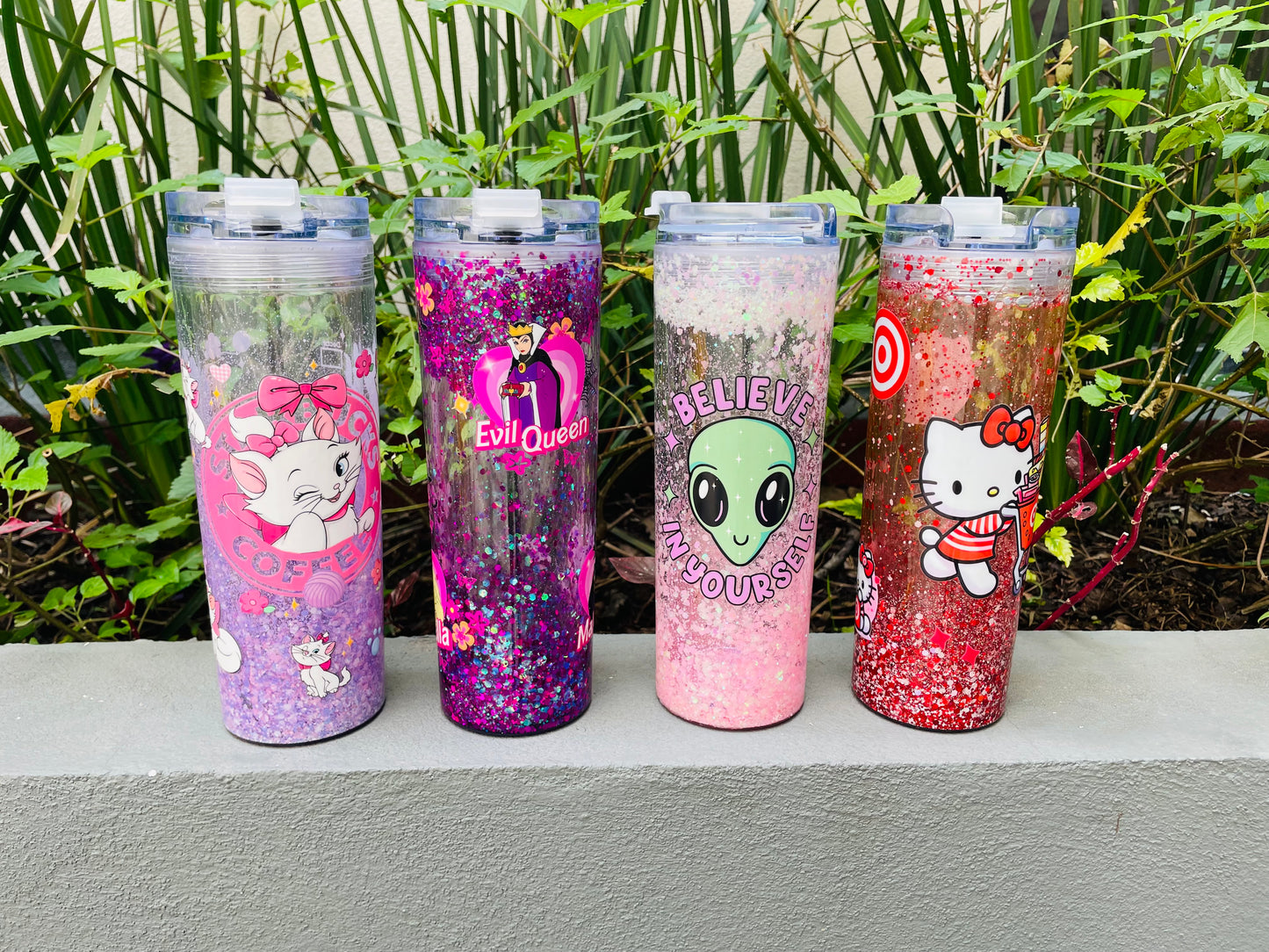 Paquete Vaso Skinny Acrilico Snowglobe