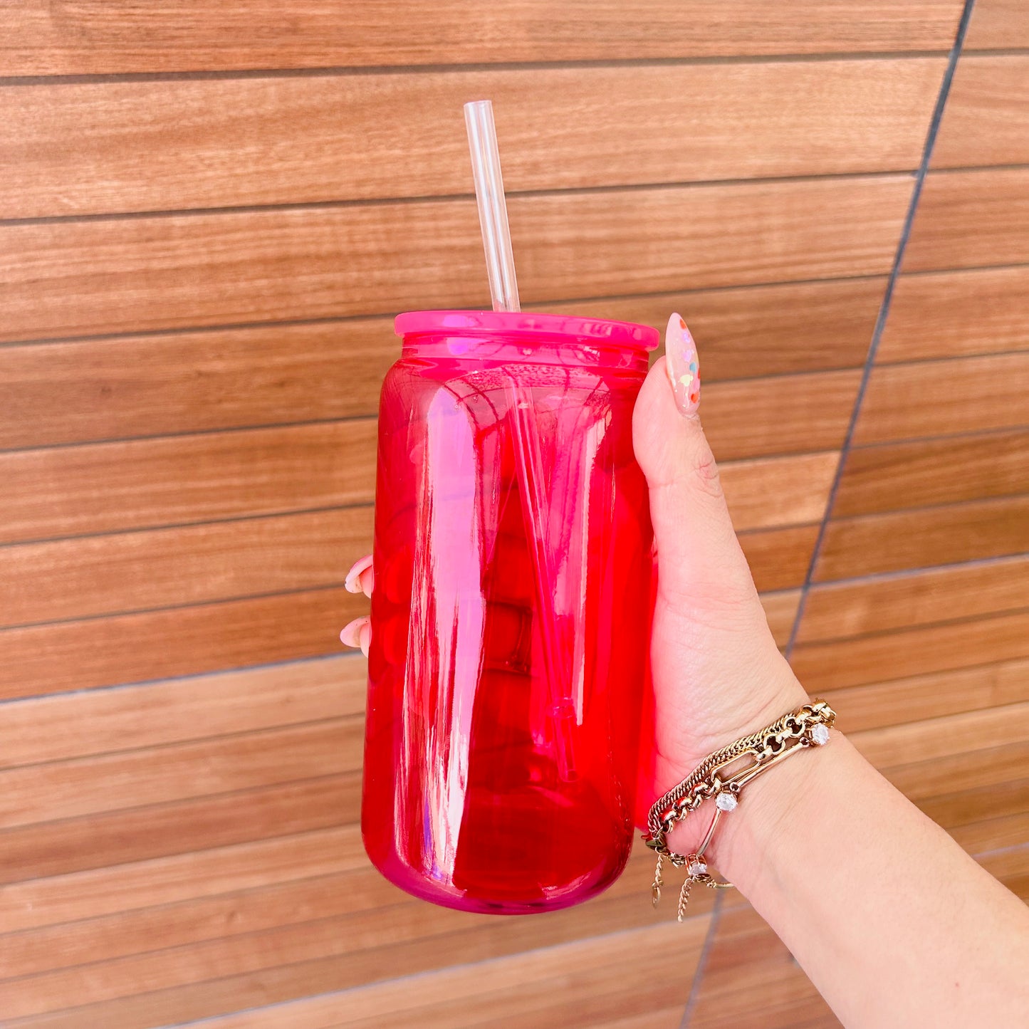 Paquete Vaso Jelly COLOR de (vidrio) 475 mL 5pz